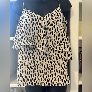 NWT J. Crew Black and Cream 100% silk Animal Print Top